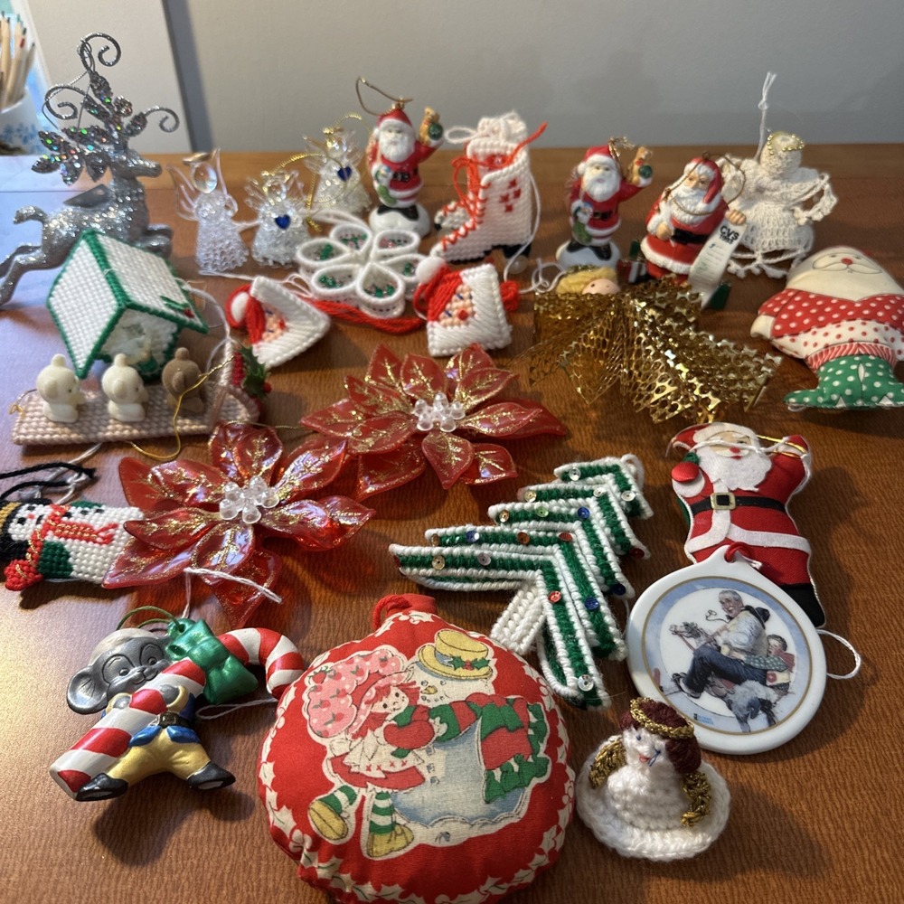 Vtg Lot Of Christmas Ornaments: Strawberry Shortcake, JC‎ Penney, CVS, Handmade